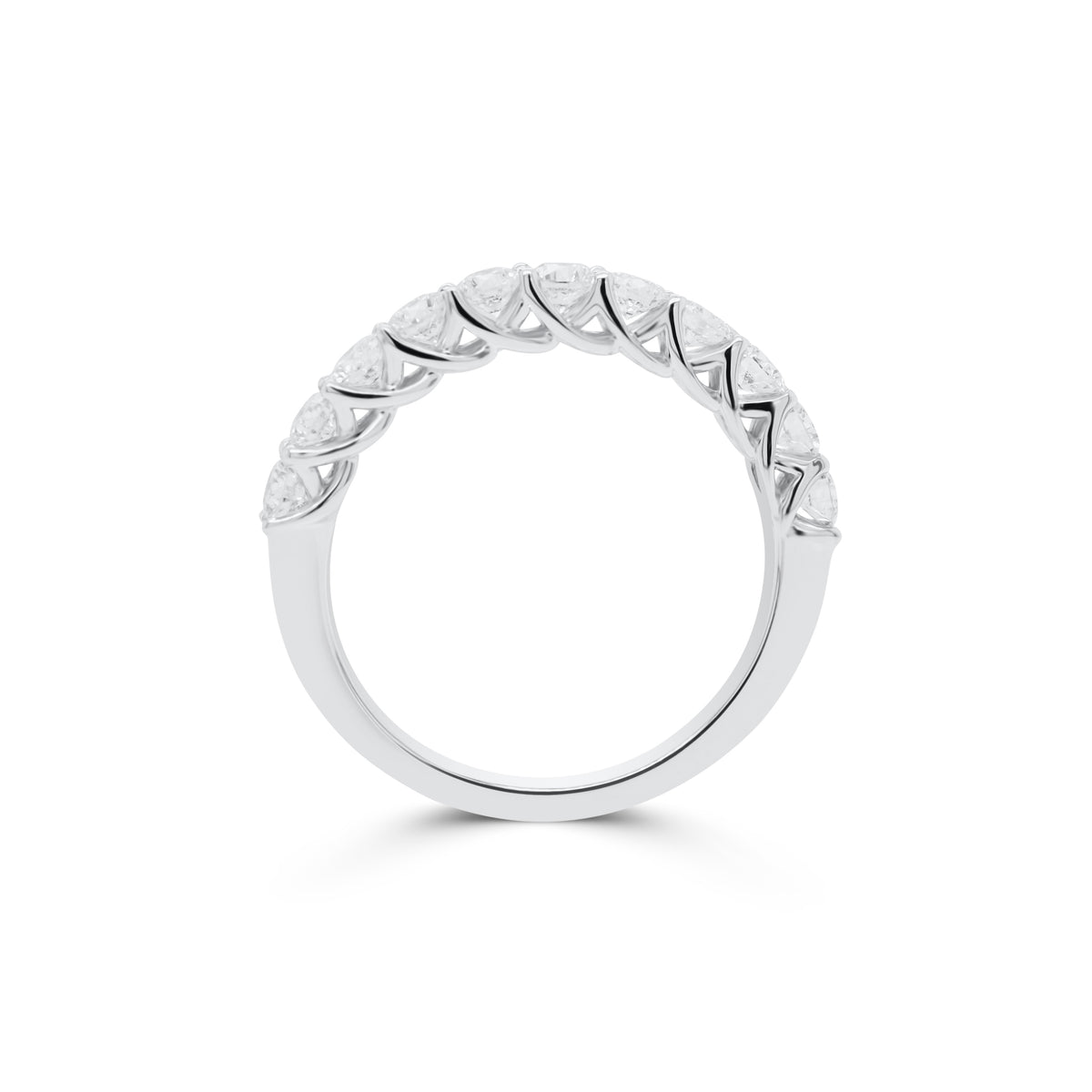 11-Stone Diamond Wedding Band - 18K gold weighing 2.44 grams  - 11 round diamonds totaling 0.88 carats