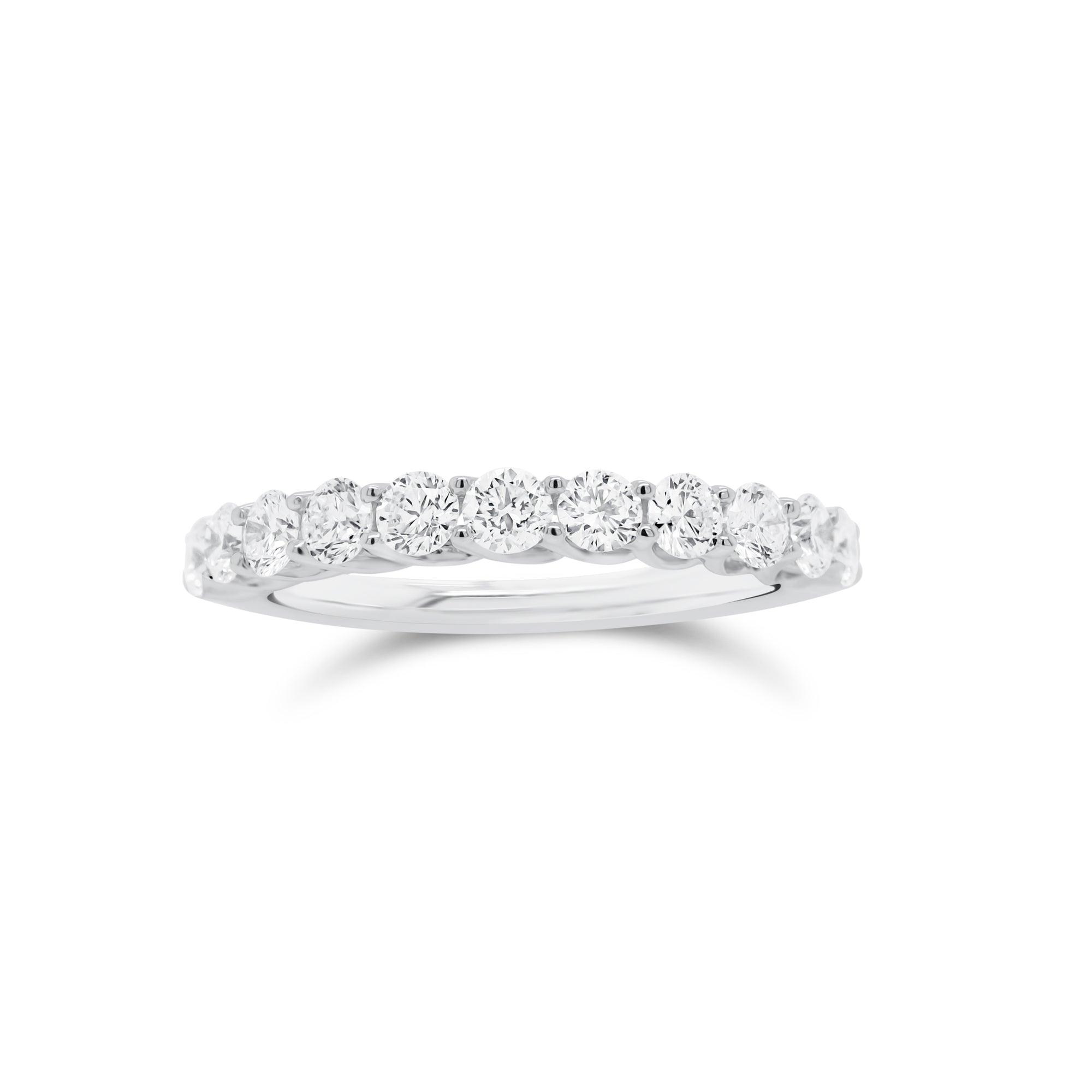 11-Stone Diamond Wedding Band - 18K gold weighing 2.44 grams  - 11 round diamonds totaling 0.88 carats