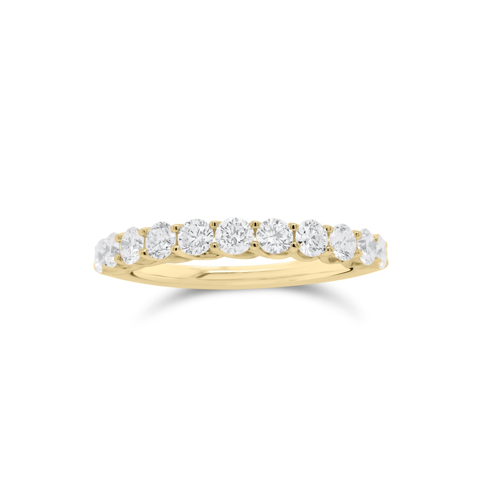 11-Stone Diamond Wedding Band - 18K gold weighing 2.44 grams  - 11 round diamonds totaling 0.88 carats