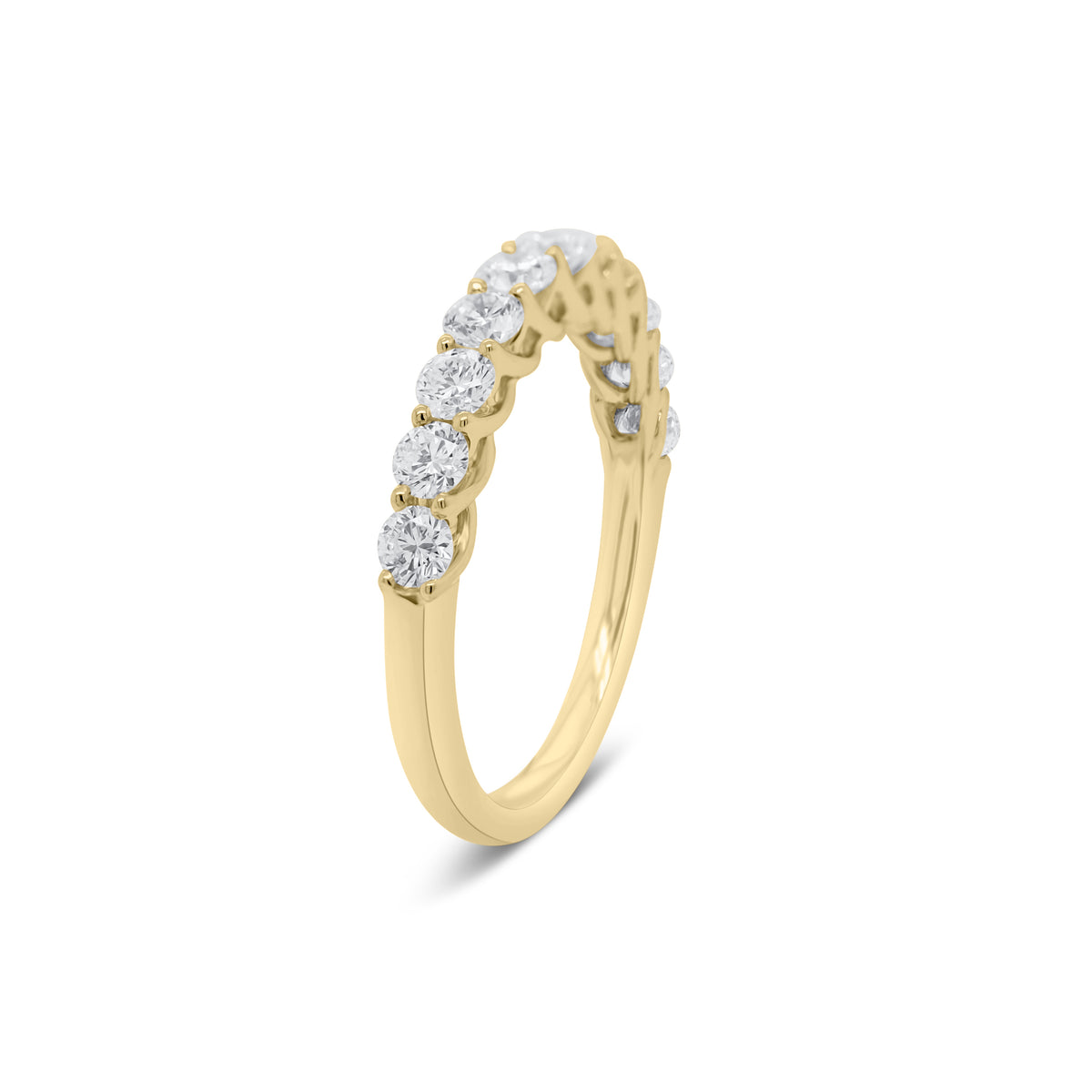 11-Stone Diamond Wedding Band - 18K gold weighing 2.44 grams  - 11 round diamonds totaling 0.88 carats