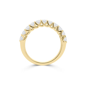 11-Stone Diamond Wedding Band - 18K gold weighing 2.44 grams  - 11 round diamonds totaling 0.88 carats