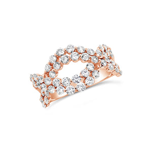 Diamond Twist Fashion Ring  -18k gold weighing 4.3 grams  -58 round diamonds weighing 1.42 carats