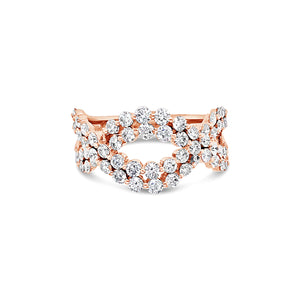 Diamond Twist Fashion Ring  -18k gold weighing 4.3 grams  -58 round diamonds weighing 1.42 carats