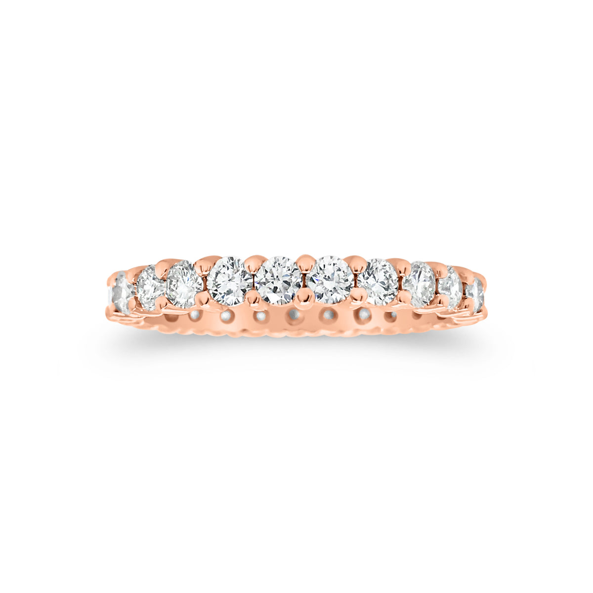 Slim Shared Prong-Set Diamond Eternity Band -14k gold weighing 2.3 grams -25 round shared prong-set diamonds weighing 1.43 carats