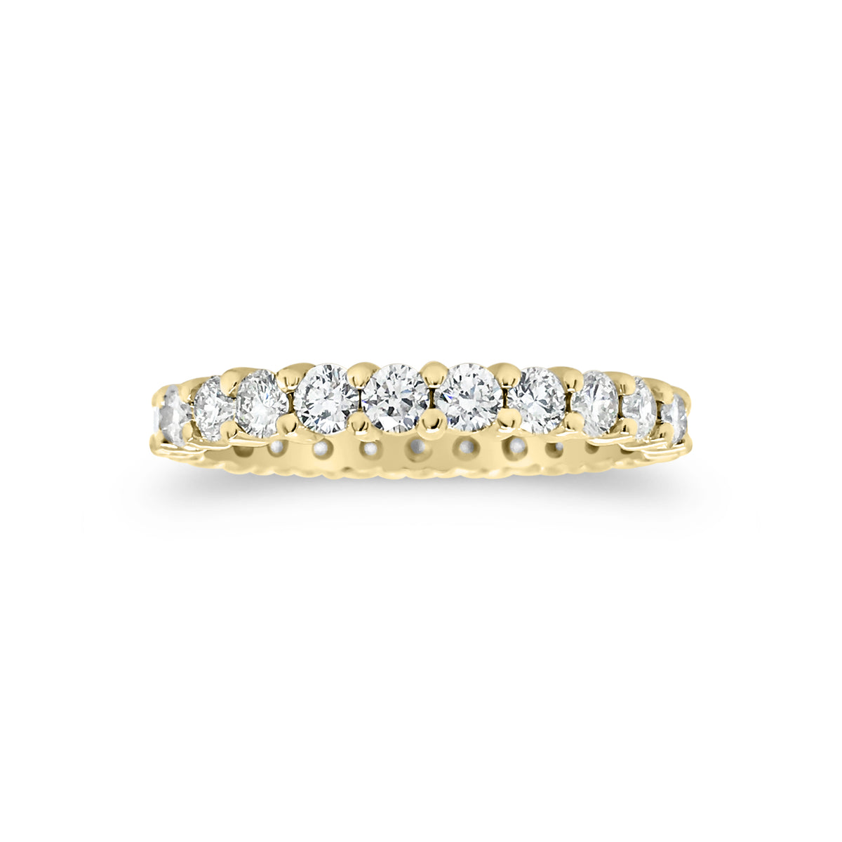 Slim Shared Prong-Set Diamond Eternity Band -14k gold weighing 2.3 grams -25 round shared prong-set diamonds weighing 1.43 carats