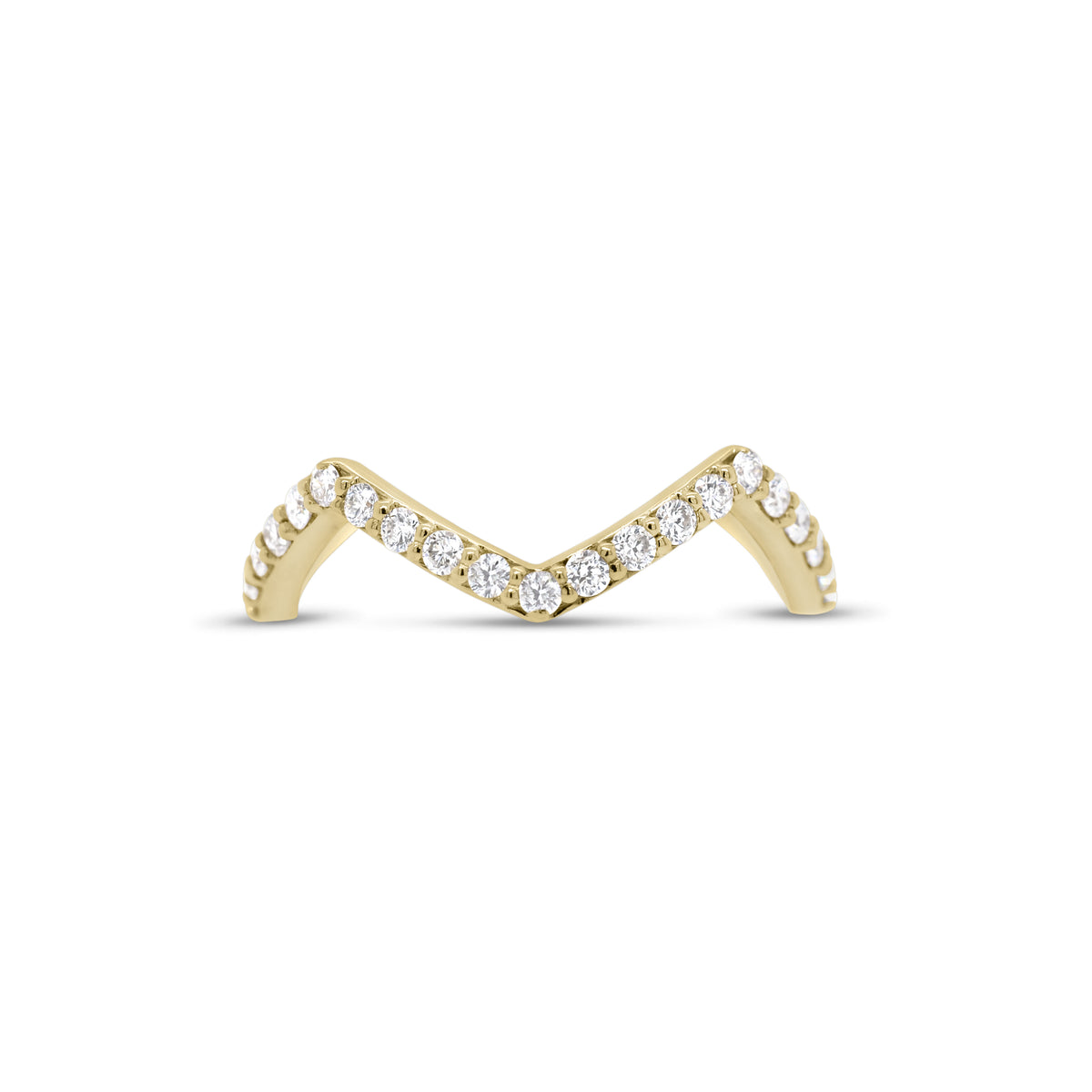 Diamond Zig-Zag Stackable Ring  - 14K gold weighing 1.80 grams  - 40 round diamonds totaling 0.60 carats