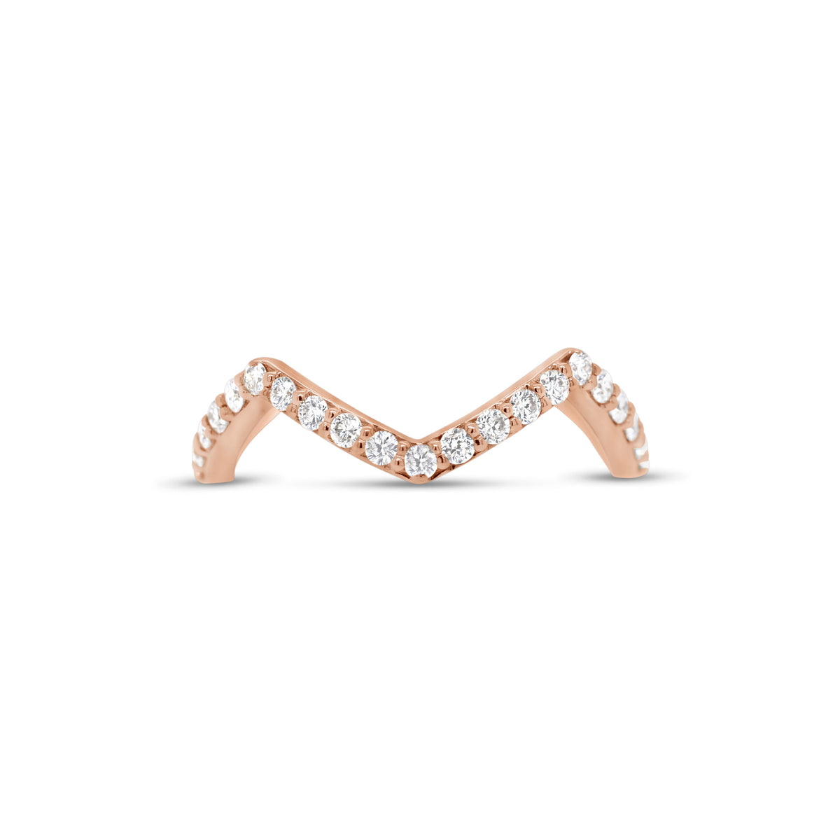 Diamond Zig-Zag Stackable Ring  - 14K gold weighing 1.80 grams  - 40 round diamonds totaling 0.60 carats