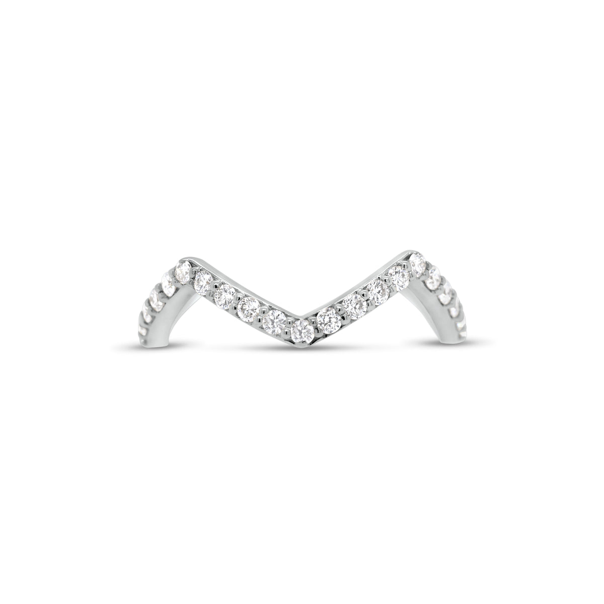 Diamond Zig-Zag Stackable Ring  - 14K gold weighing 1.80 grams  - 40 round diamonds totaling 0.60 carats