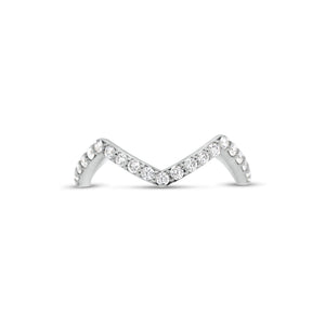 Diamond Zig-Zag Stackable Ring  - 14K gold weighing 1.80 grams  - 40 round diamonds totaling 0.60 carats