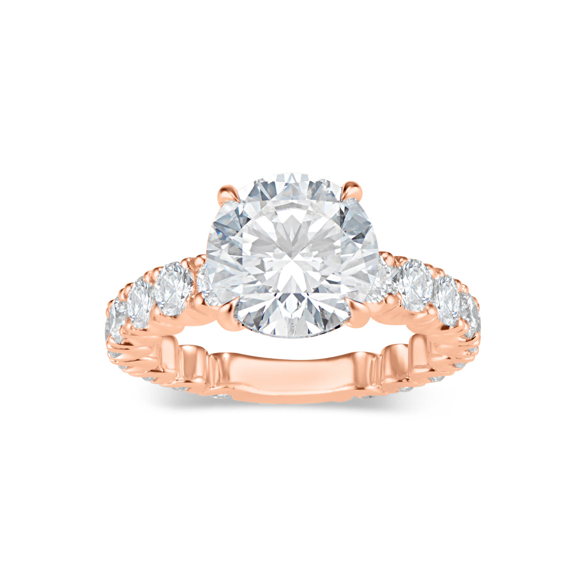 Round Diamond Engagement Ring with Diamond Band  -18K Weighting 5.34GR  - 18 round diamonds totaling 1.87 carats