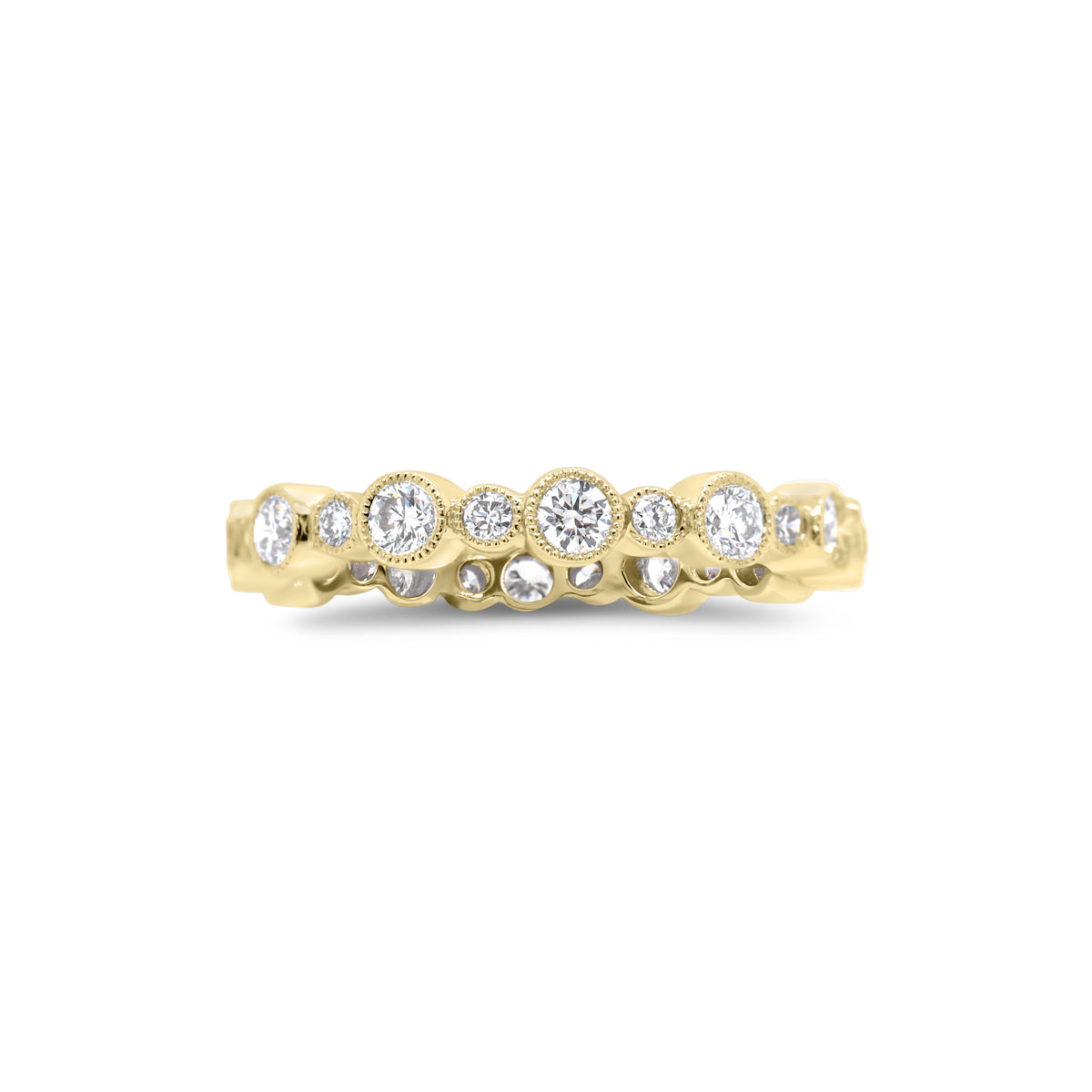 Diamond Eternity Band with Milgrain  - 18K gold weighing 2.41 grams  - 24 round diamonds totaling 0.86 carats