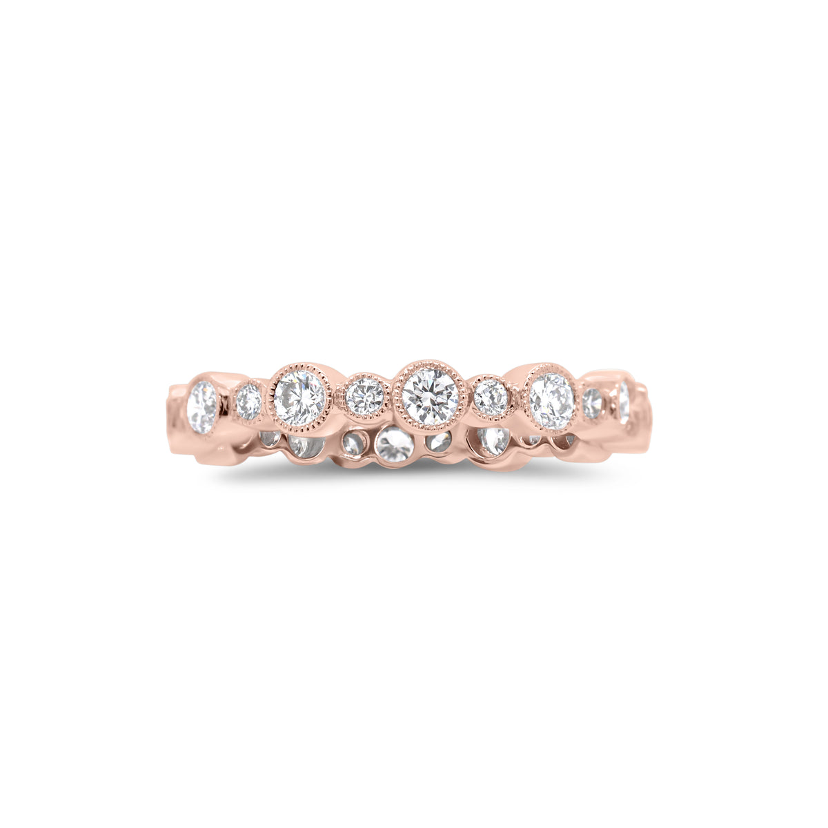 Diamond Eternity Band with Milgrain  - 18K gold weighing 2.41 grams  - 24 round diamonds totaling 0.86 carats