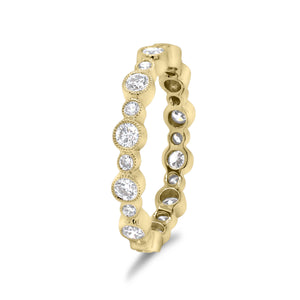 Diamond Eternity Band with Milgrain  - 18K gold weighing 2.41 grams  - 24 round diamonds totaling 0.86 carats