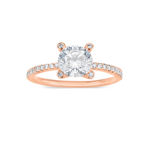 Round Diamond Engagement Ring with Diamond Prongs  -18K weighting 2.01 GR  - 52 round diamonds totaling 0.38 carats
