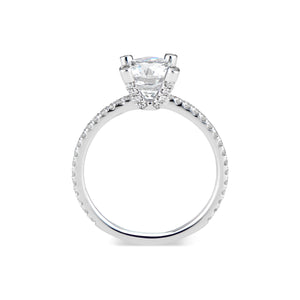 Round Diamond Engagement Ring with Diamond Prongs  -18K weighting 2.01 GR  - 52 round diamonds totaling 0.38 carats
