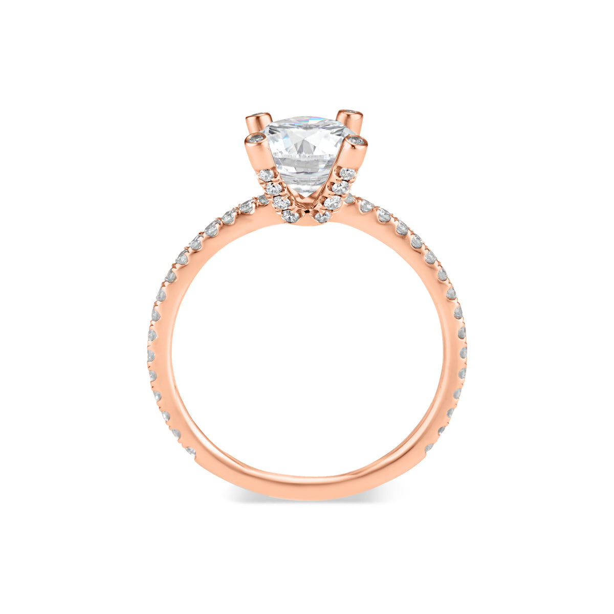 Round Diamond Engagement Ring with Diamond Prongs  -18K weighting 2.01 GR  - 52 round diamonds totaling 0.38 carats