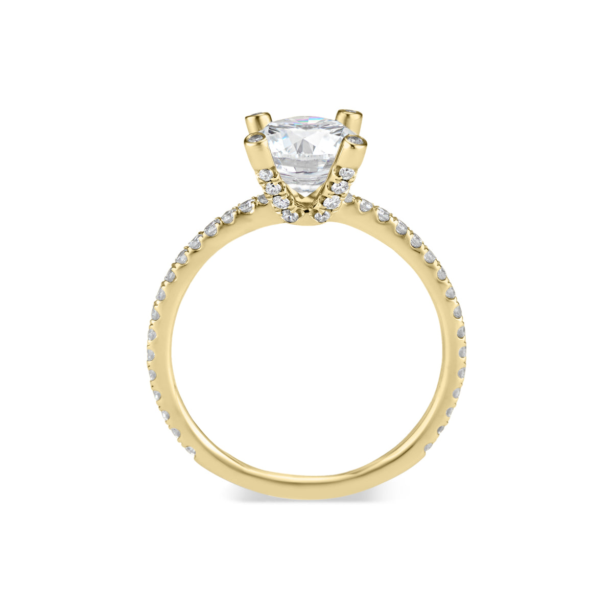 Round Diamond Engagement Ring with Diamond Prongs  -18K weighting 2.01 GR  - 52 round diamonds totaling 0.38 carats