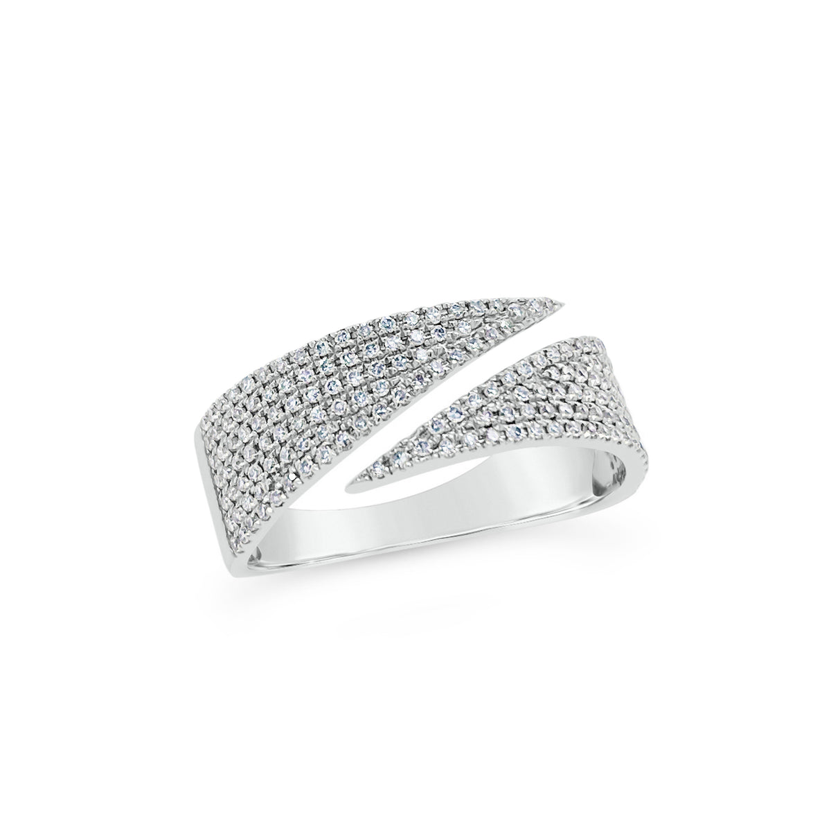 Pave Diamond Wide Coil Ring  - 14K gold weighing 3.31 grams  - 178 round diamonds totaling 0.42 carats