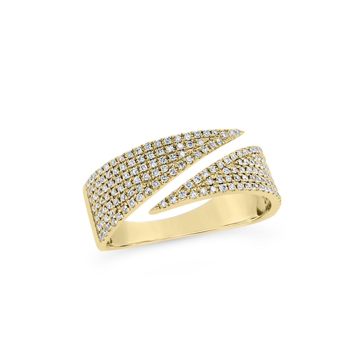Pave Diamond Wide Coil Ring  - 14K gold weighing 3.31 grams  - 178 round diamonds totaling 0.42 carats