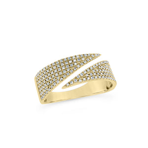 Pave Diamond Wide Coil Ring  - 14K gold weighing 3.31 grams  - 178 round diamonds totaling 0.42 carats