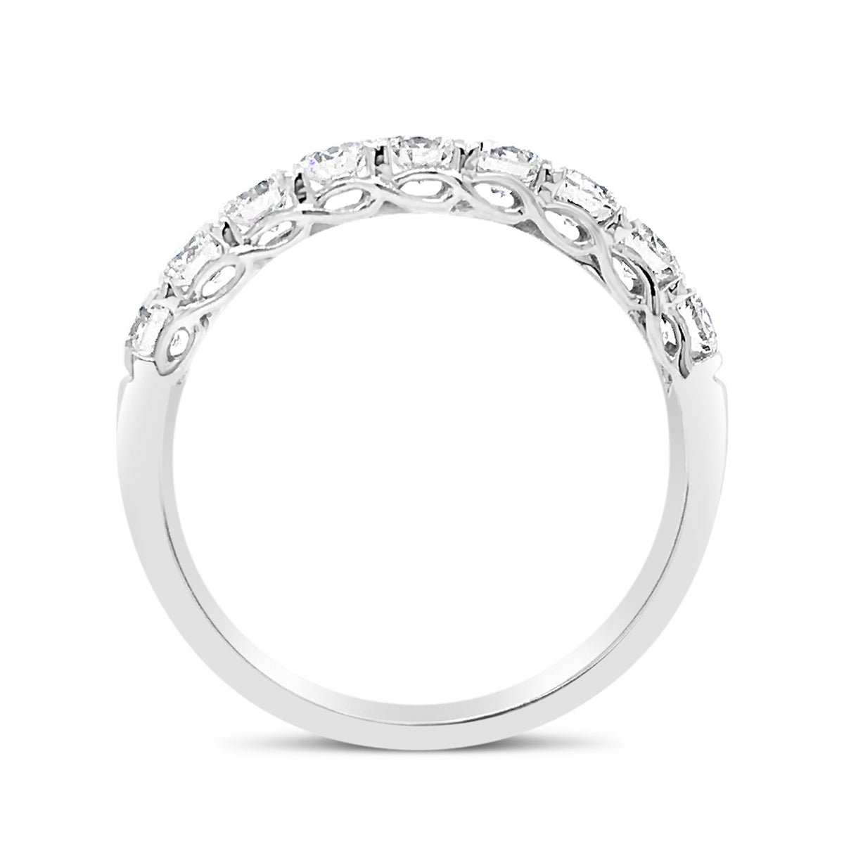 9 stone diamond wedding band -18k gold weighing 3.07 grams   -9 round diamonds weighing .77 carats 