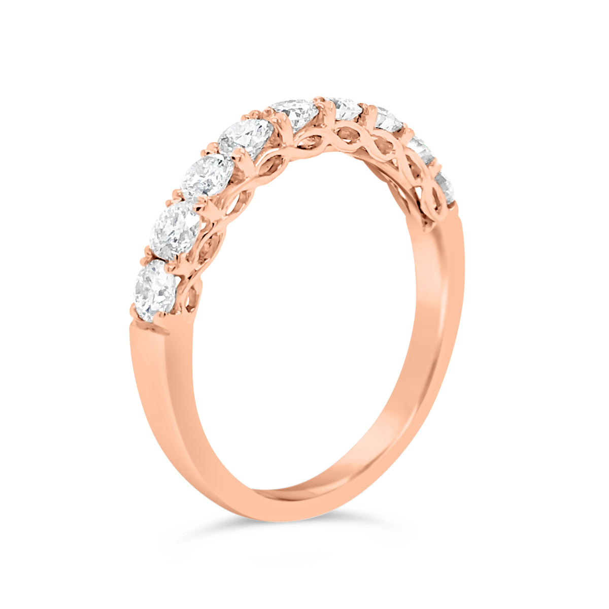 9 stone diamond wedding band -18k gold weighing 3.07 grams   -9 round diamonds weighing .77 carats 