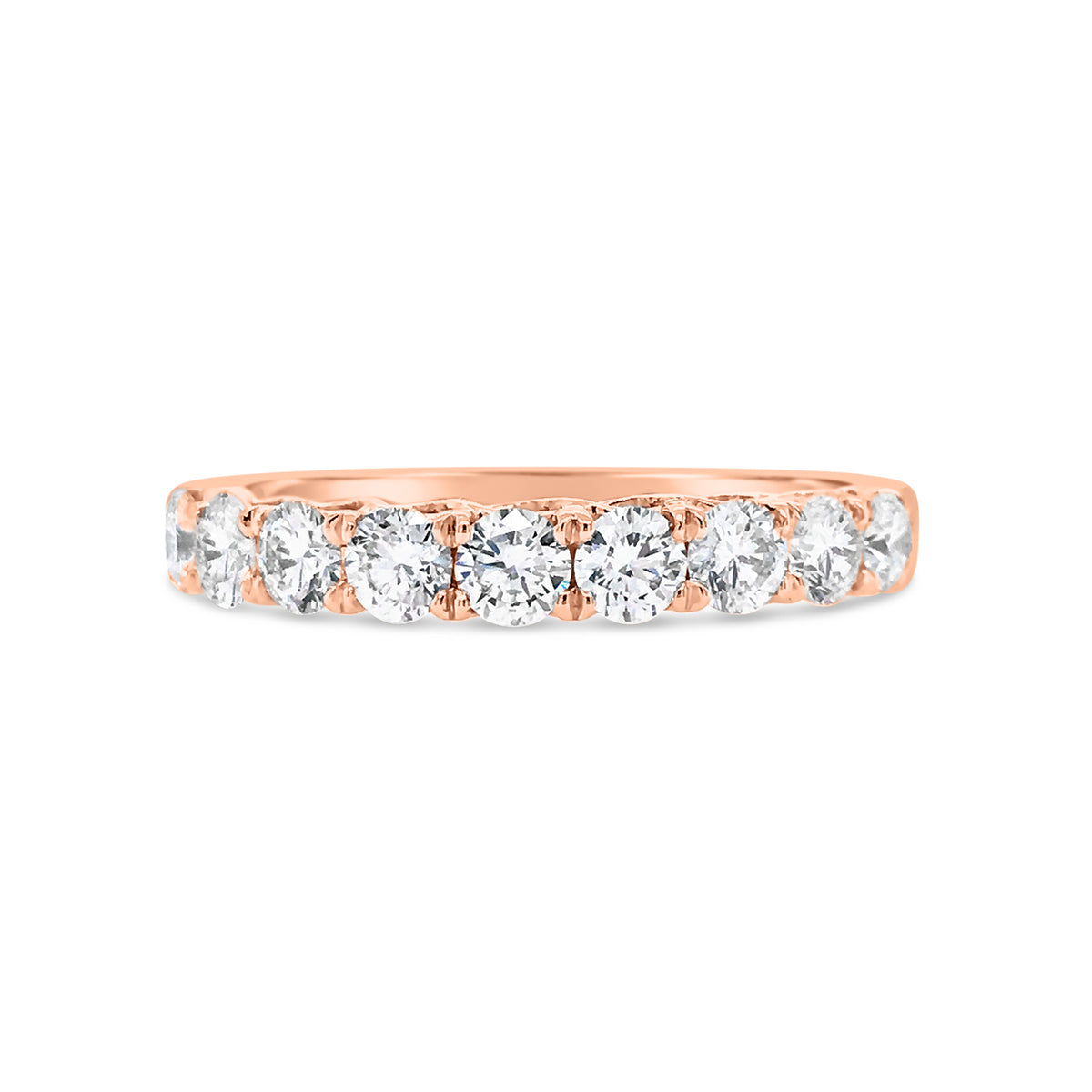 9 stone diamond wedding band -18k gold weighing 3.07 grams   -9 round diamonds weighing .77 carats 