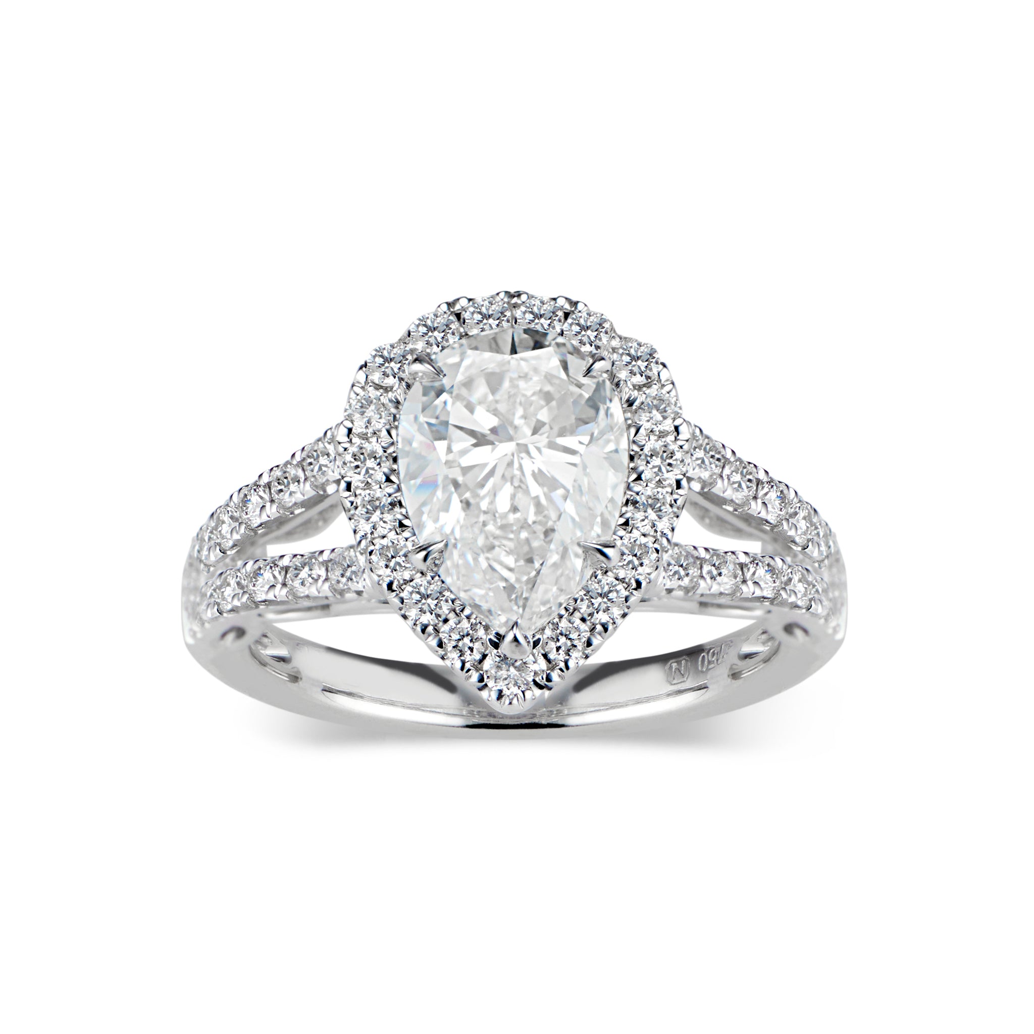 14k Soid Rose Gold Pear Shape Moissanite Engagement Ring Halo Prong Set  3.75ctw | eBay