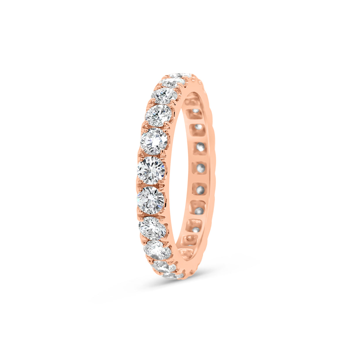 Four Prong-Set Diamond Eternity Band  -18k gold weighing 2.62 grams  -23 round diamonds weighing 1.68 carats