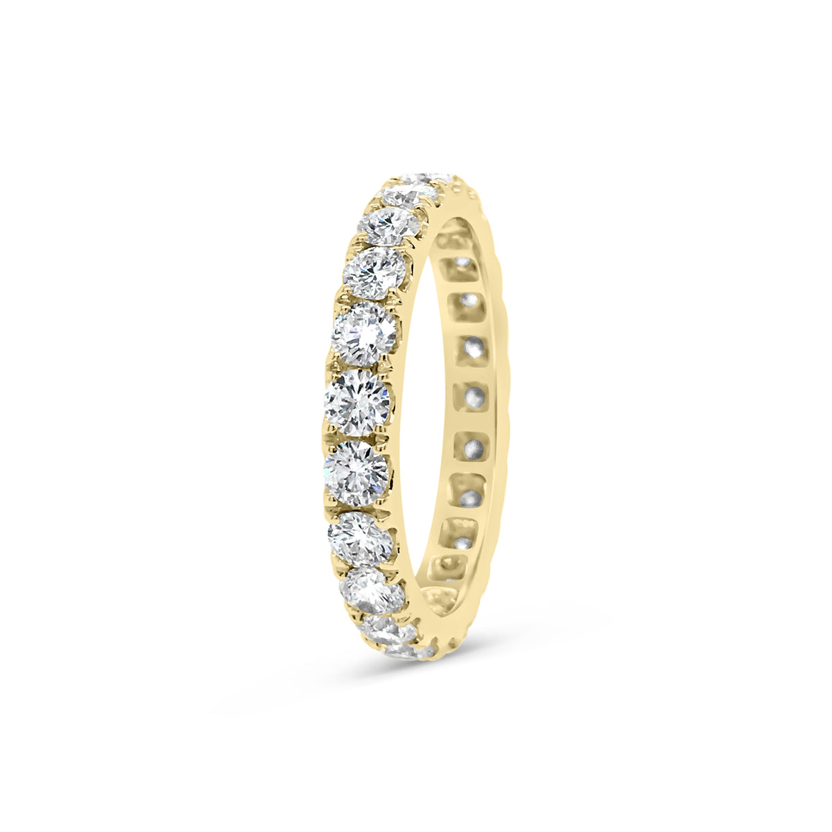 Four Prong-Set Diamond Eternity Band  -18k gold weighing 2.62 grams  -23 round diamonds weighing 1.68 carats