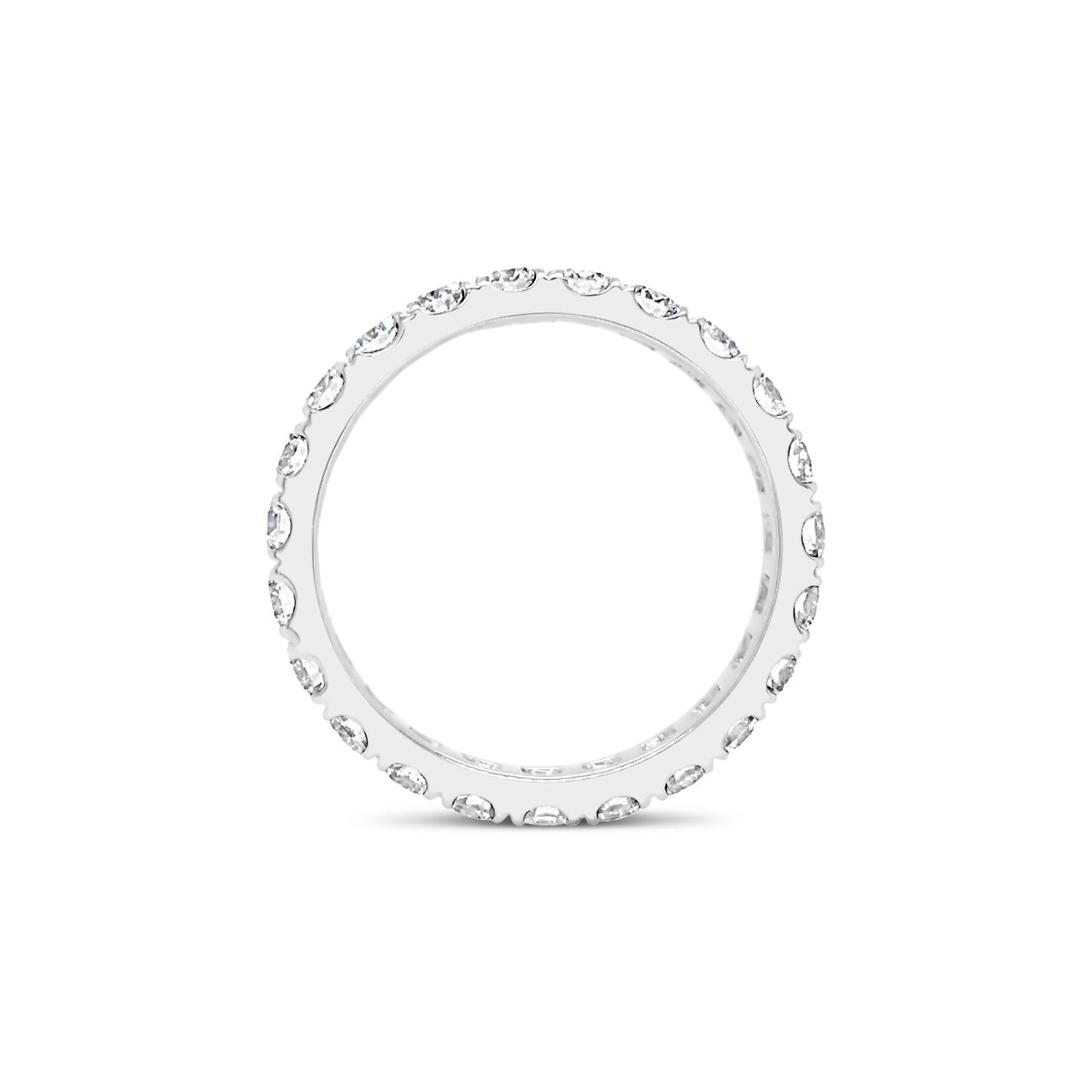 Four Prong-Set Diamond Eternity Band  -18k gold weighing 2.62 grams  -23 round diamonds weighing 1.68 carats