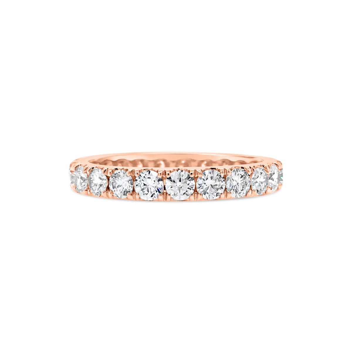 Four Prong-Set Diamond Eternity Band  -18k gold weighing 2.62 grams  -23 round diamonds weighing 1.68 carats