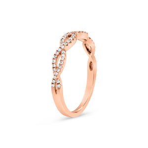Petite Diamond Infinity Ring  -14k gold weighing 1.89 grams  -63 round four prong-set diamonds weighing 0.18 carats 
