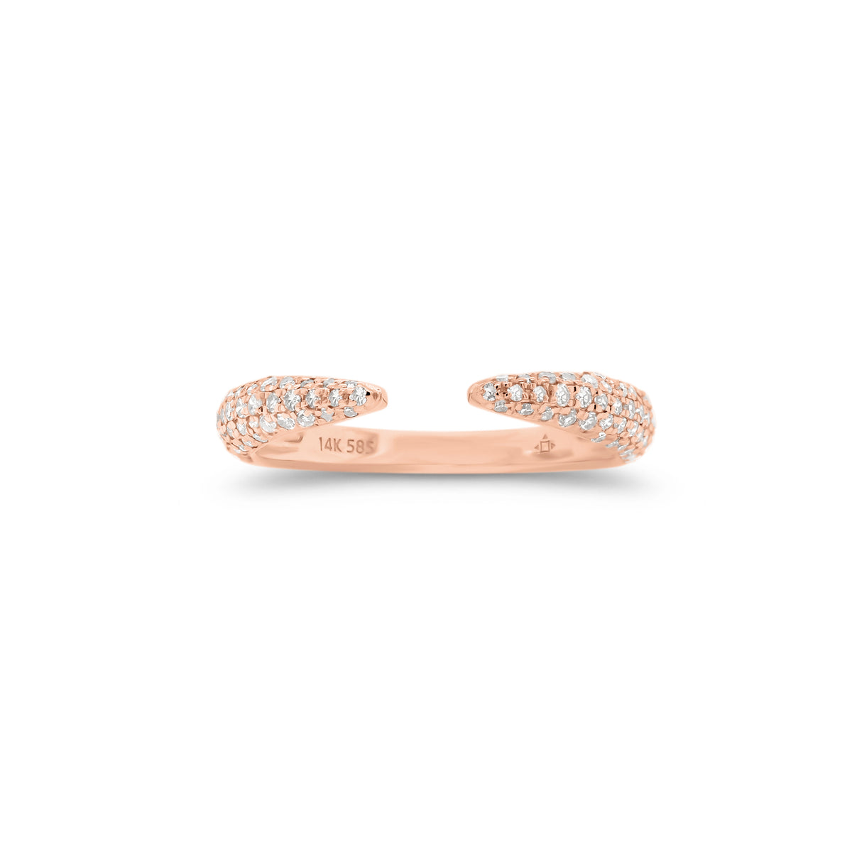 Pave Diamond Claw Ring - 14K gold weighing 1.27 grams  - 98 round diamonds totaling 0.23 carats