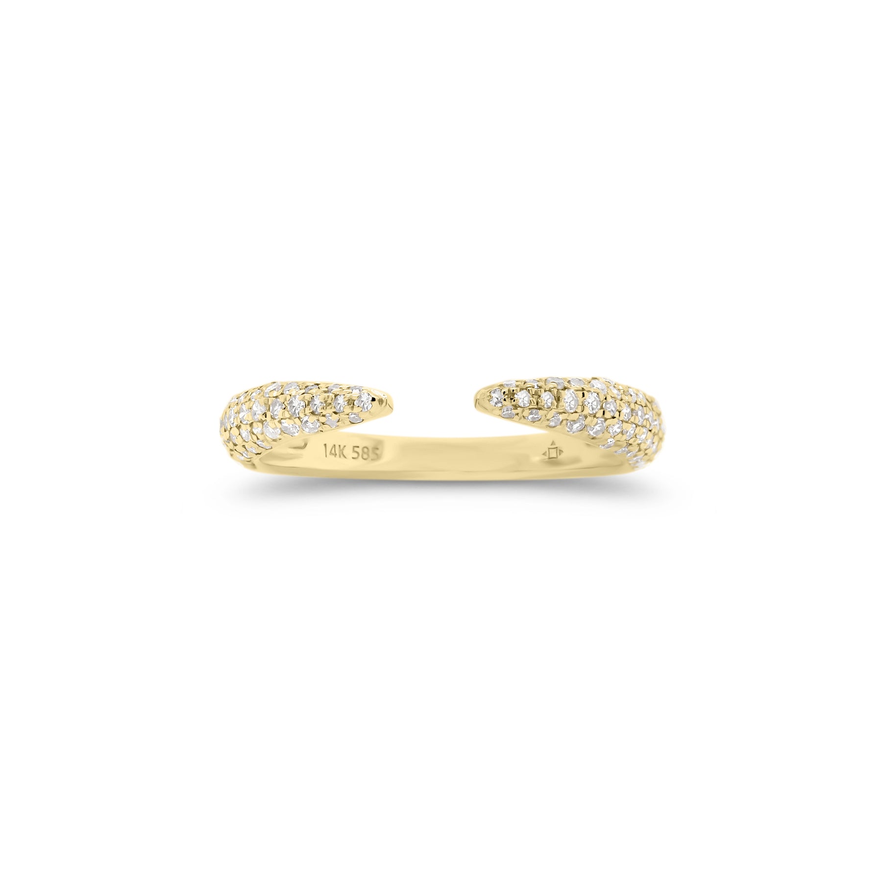 Pave Diamond Claw Ring - 14K gold weighing 1.27 grams  - 98 round diamonds totaling 0.23 carats