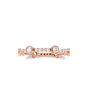 Diamond Bezels Stackable Ring  - 14K gold weighing 1.90 grams  - 30 round diamonds totaling 0.76 carats