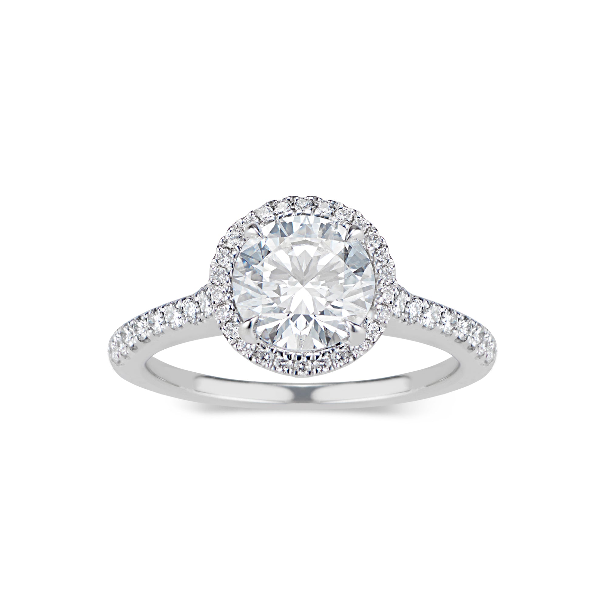 Round Halo Diamond Engagement Ring with Diamond-Set Gallery  18KTW-4.19GR,  66 Round -.40 CT