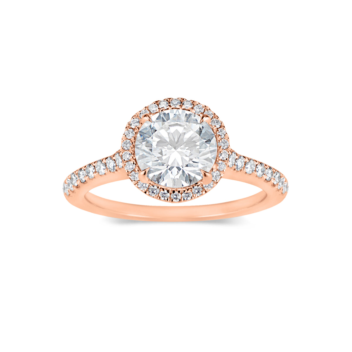 Round Halo Diamond Engagement Ring with Diamond-Set Gallery  18KTW-4.19GR,  66 Round -.40 CT