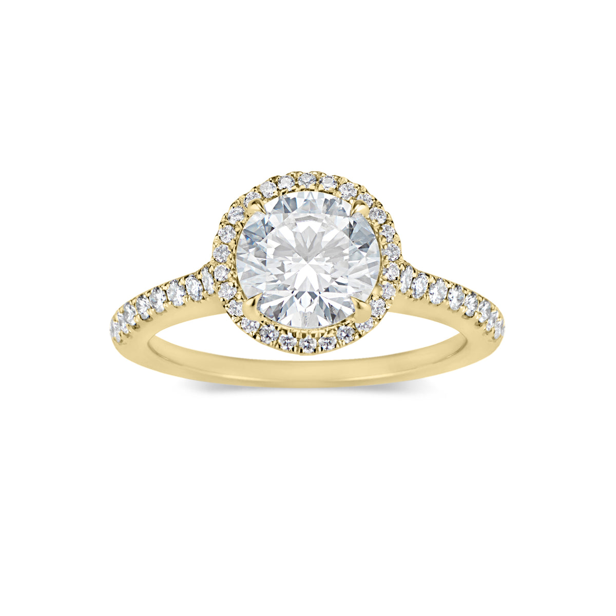 Round Halo Diamond Engagement Ring with Diamond-Set Gallery  18KTW-4.19GR,  66 Round -.40 CT
