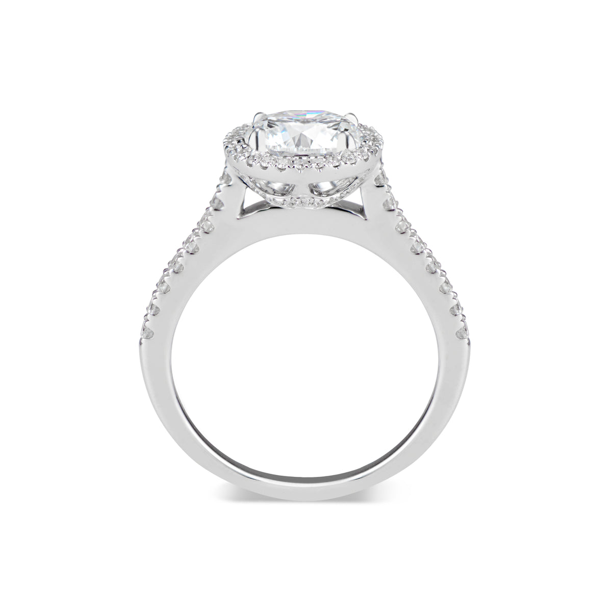 Round Halo Diamond Engagement Ring with Diamond-Set Gallery  18KTW-4.19GR,  66 Round -.40 CT