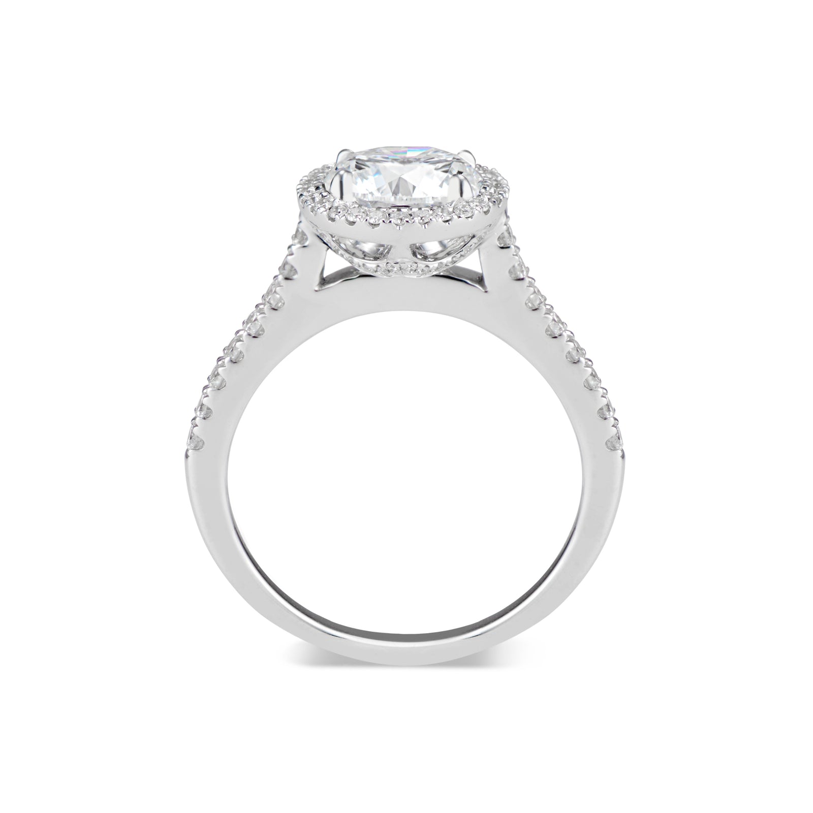 Round Halo Diamond Engagement Ring with Diamond-Set Gallery  18KTW-4.19GR,  66 Round -.40 CT