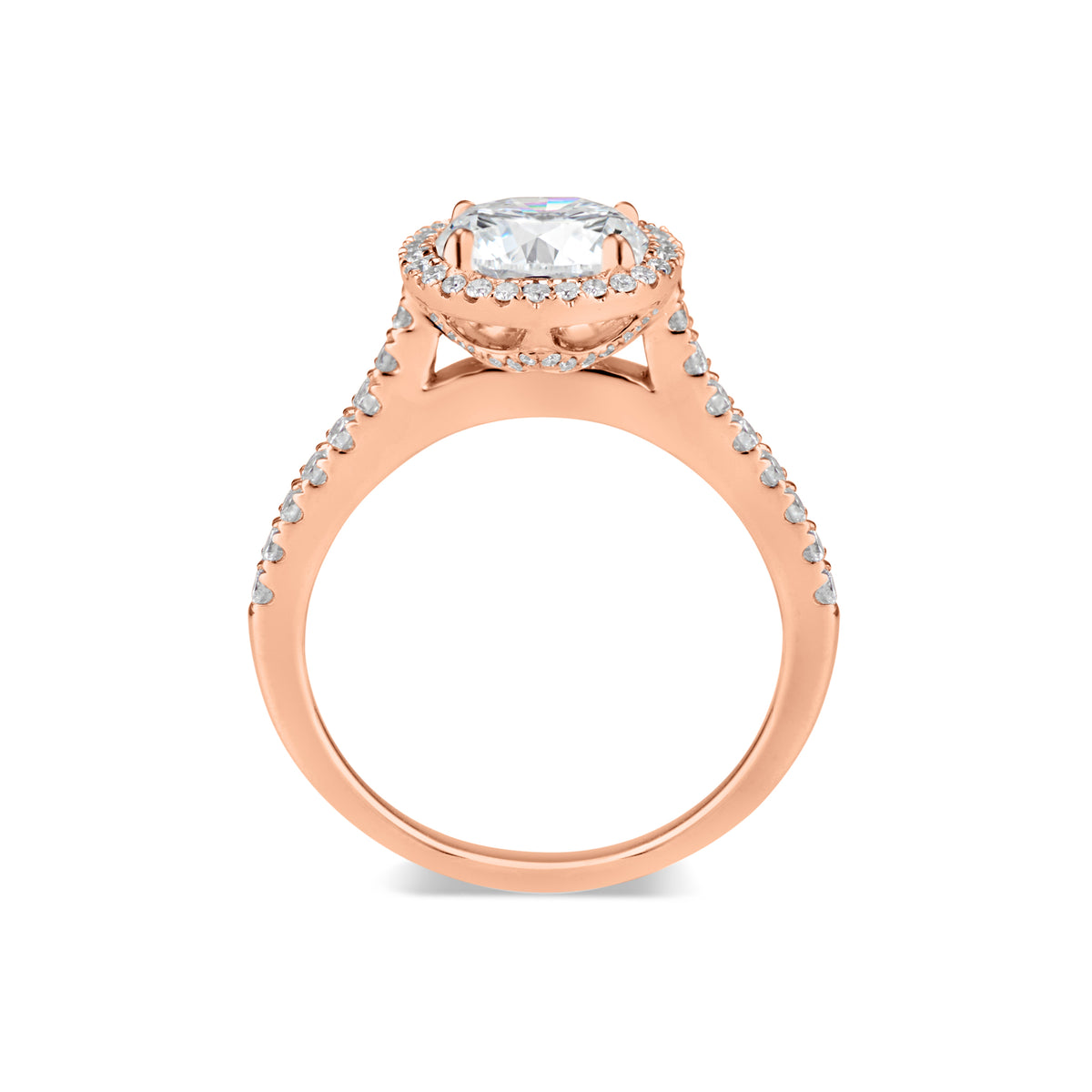 Round Halo Diamond Engagement Ring with Diamond-Set Gallery  18KTW-4.19GR,  66 Round -.40 CT