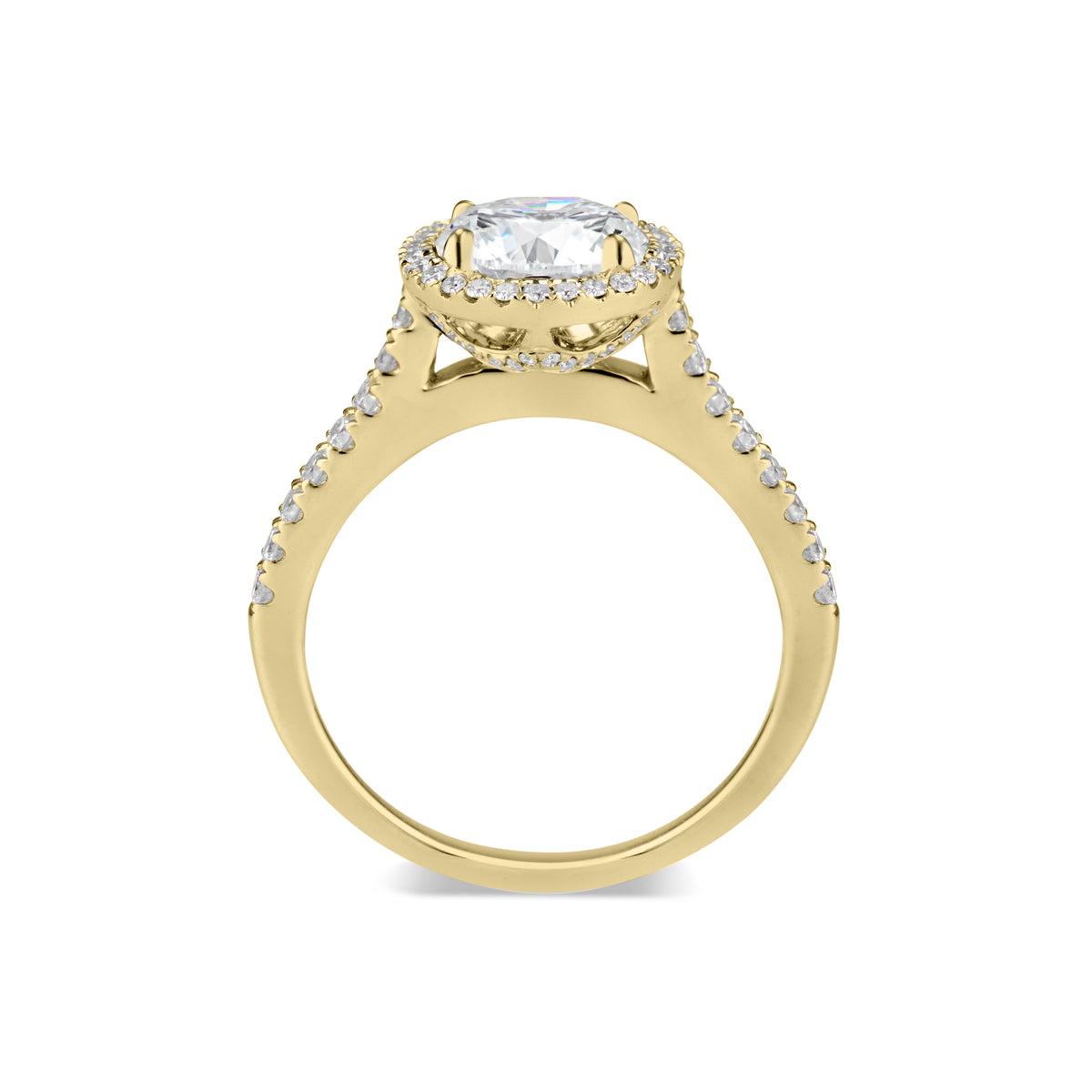 Round Halo Diamond Engagement Ring with Diamond-Set Gallery  18KTW-4.19GR,  66 Round -.40 CT