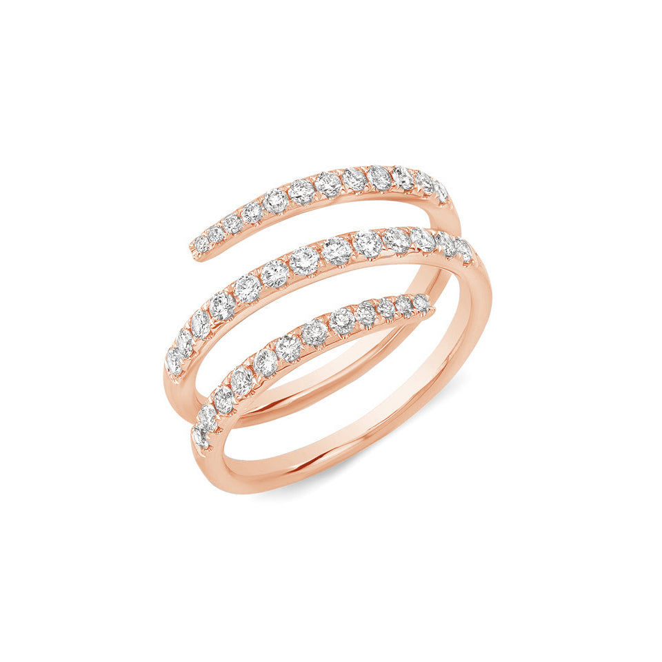 Diamond Swirl Fashion Ring  -14k gold weighing 3.89 grams  -37 round diamonds weighing .64 carats