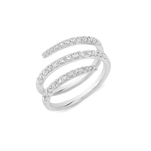 Diamond Swirl Fashion Ring  -14k gold weighing 3.89 grams  -37 round diamonds weighing .64 carats