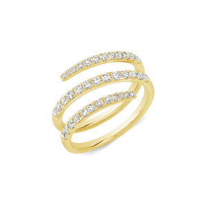 Diamond Swirl Fashion Ring  -14k gold weighing 3.89 grams  -37 round diamonds weighing .64 carats