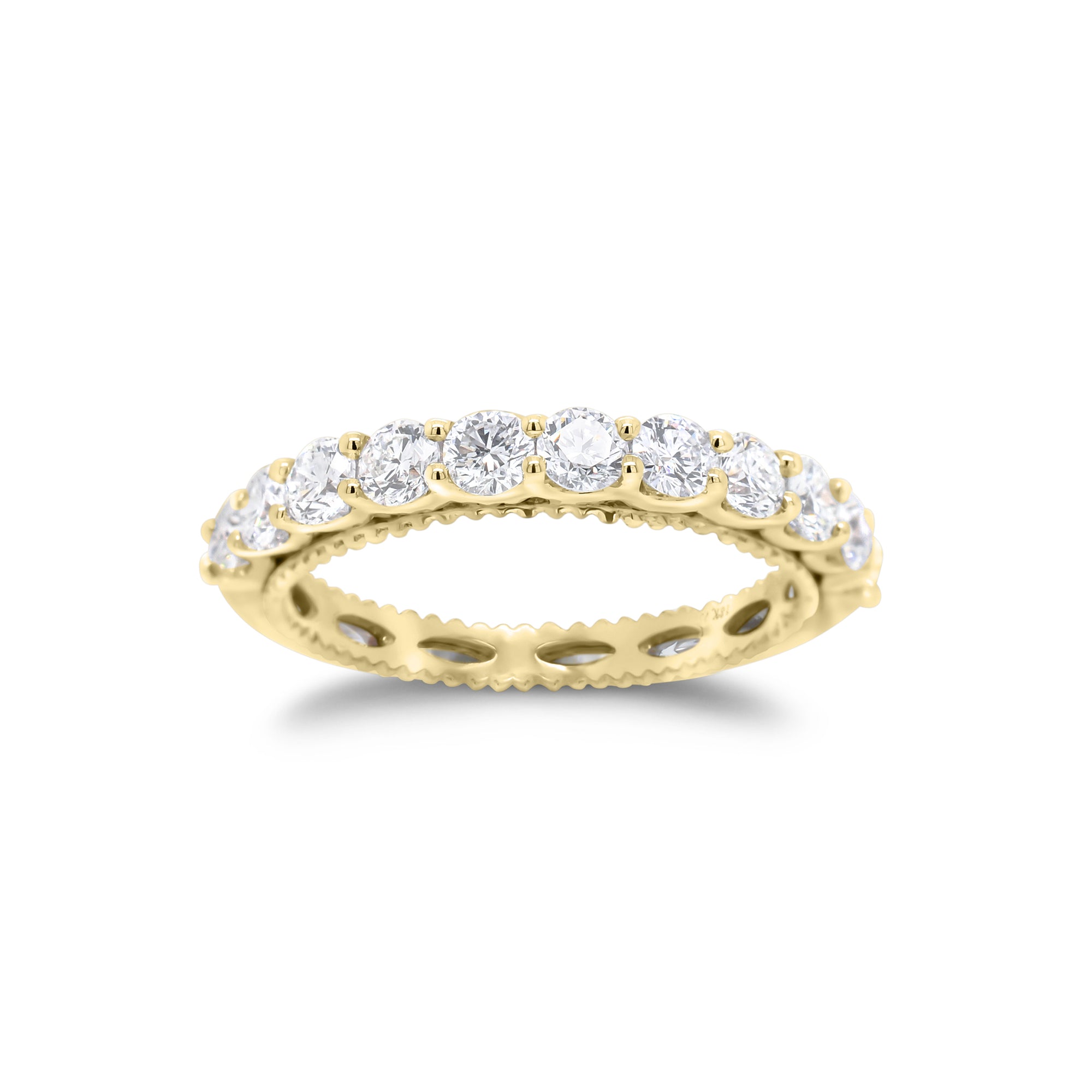 Diamond Two-Tone Gold Wedding Band - 18K gold weighing 2.65 grams  - 11 round diamonds totaling 1.0 carat