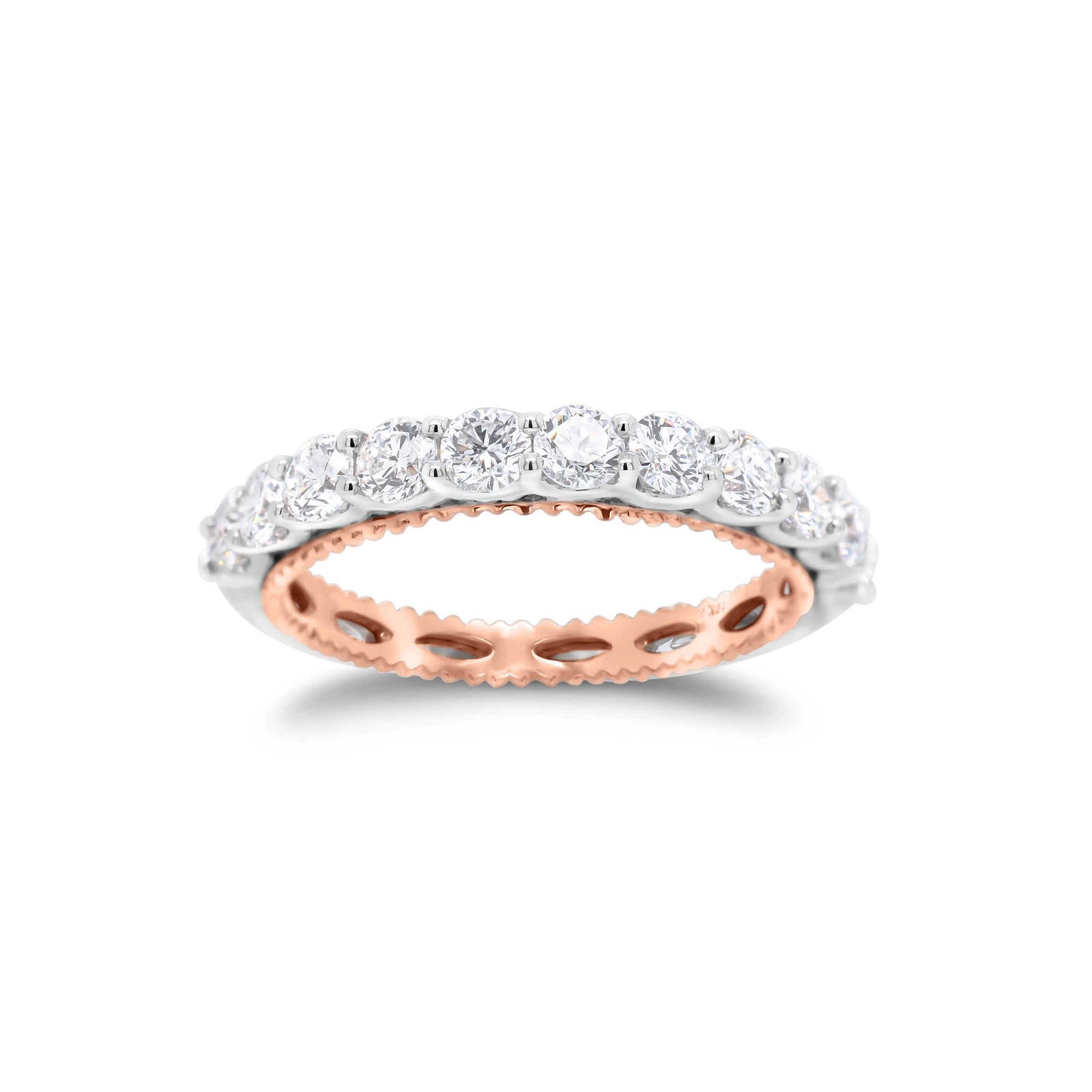 Diamond Two-Tone Gold Wedding Band - 18K gold weighing 2.65 grams  - 11 round diamonds totaling 1.0 carat