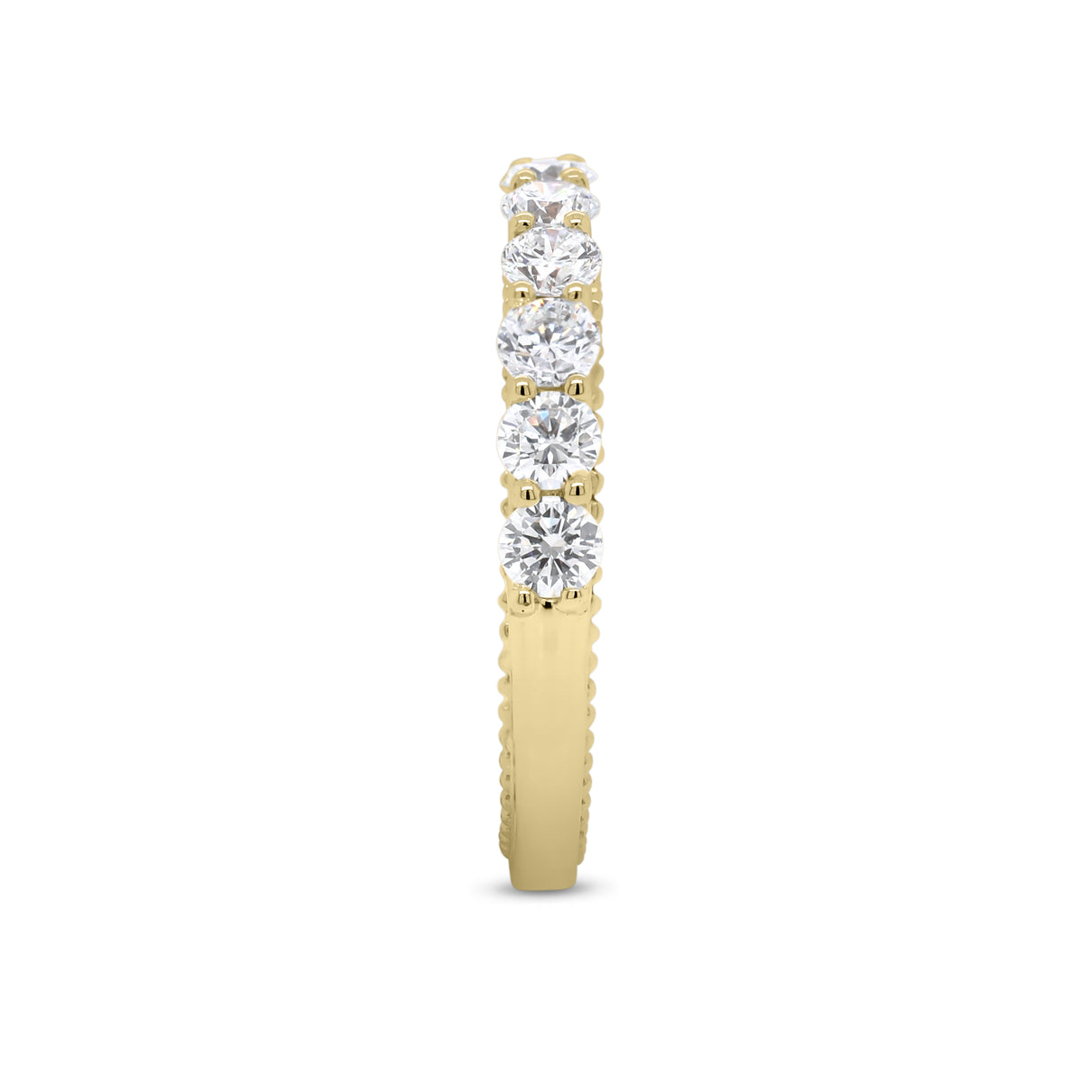 Diamond Two-Tone Gold Wedding Band - 18K gold weighing 2.65 grams  - 11 round diamonds totaling 1.0 carat