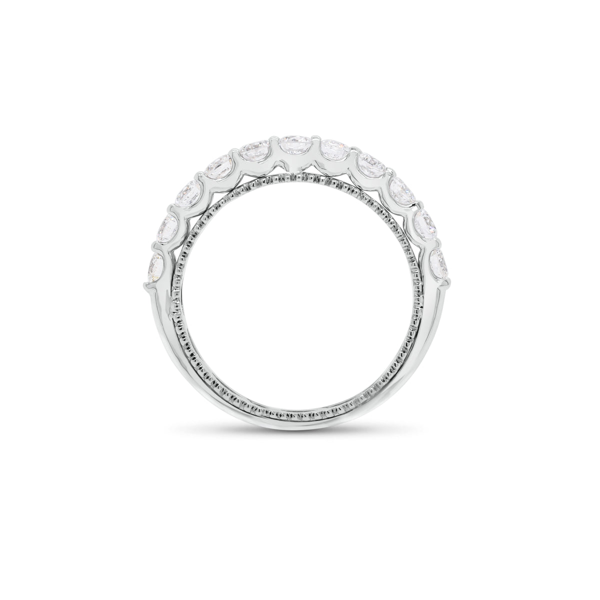 Diamond Two-Tone Gold Wedding Band - 18K gold weighing 2.65 grams  - 11 round diamonds totaling 1.0 carat